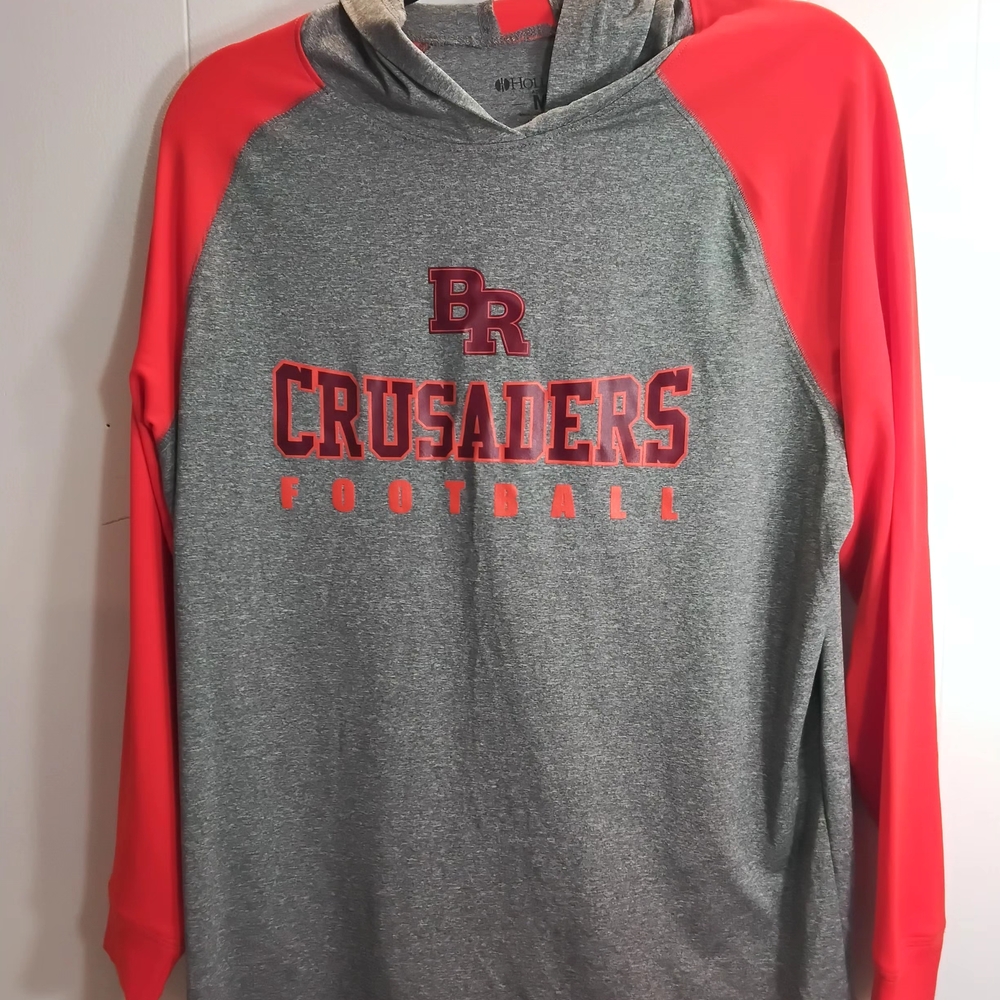 Holloway Men's Gray and Red Hoodie Sweater